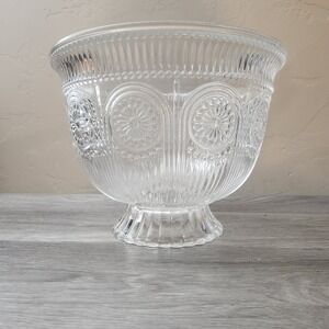 The Pioneer Woman Adeline Clear Glass l Fruit or Punch Bowl Footed Centerpiece